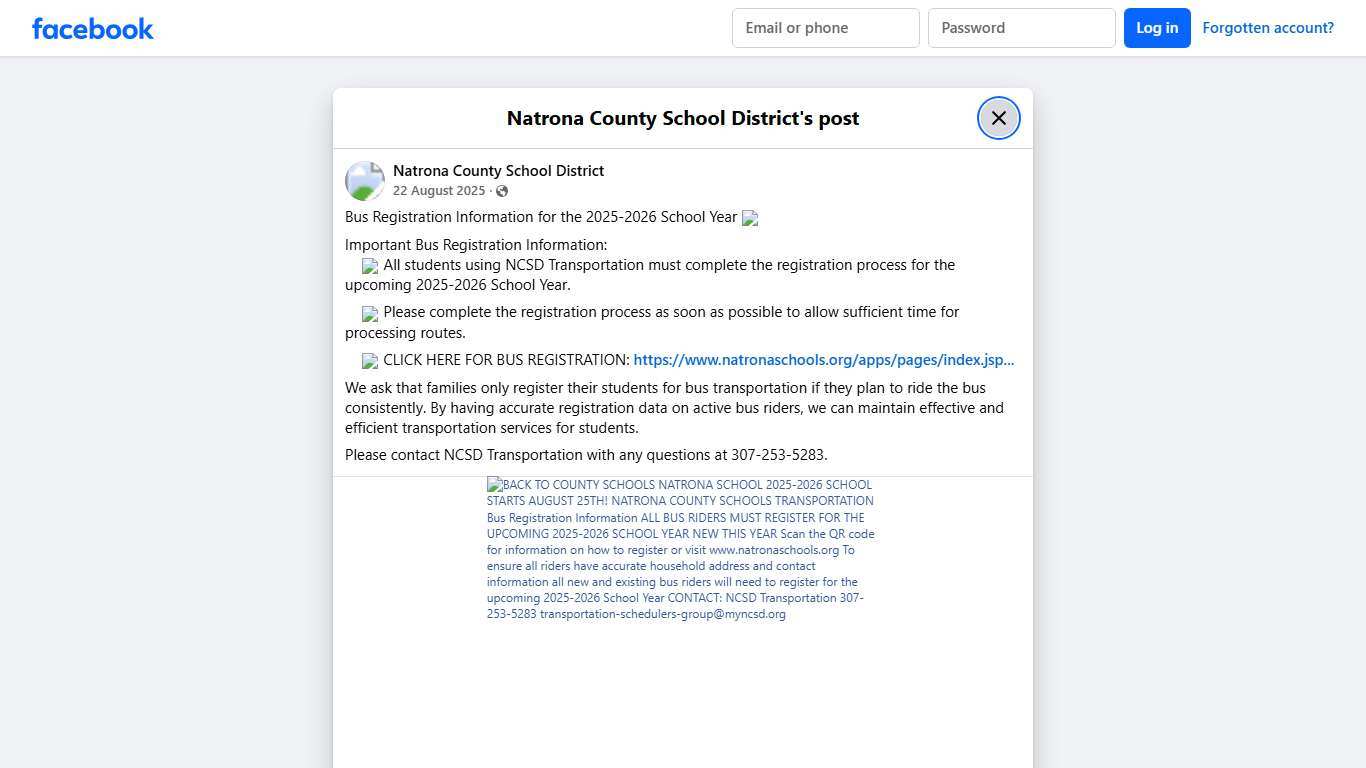 Bus Registration... - Natrona County School District Facebook